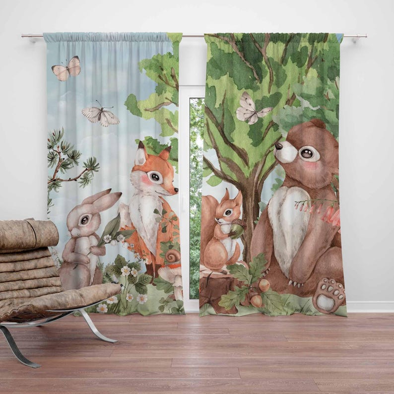Baby Nursery Youtube - Cortinas de animales del bosque, cortinas