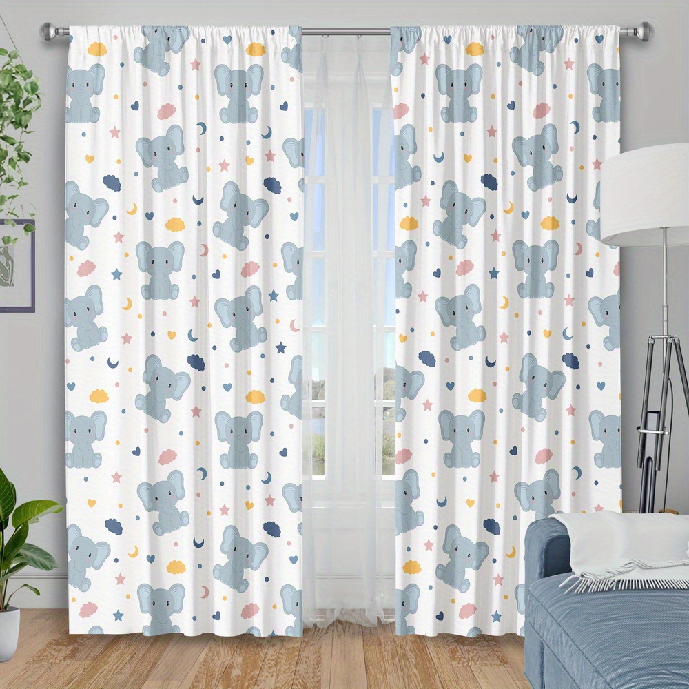 Baby Nursery Youtube - Cortinas con estampado de elefante para