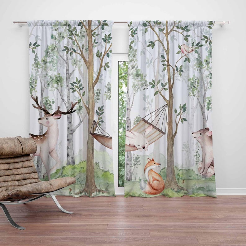 Cortinas de animales del bosqu - Baby Nursery Youtube reseña y precio