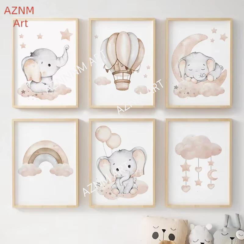 Pósteres de elefantes, globos, - Baby Nursery Home reseña y precio