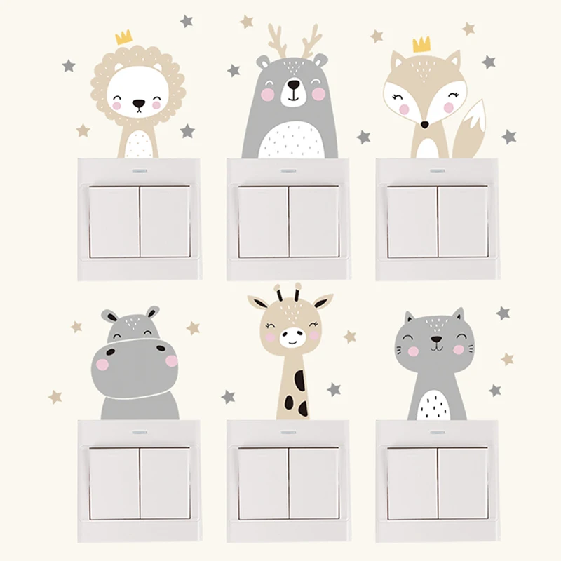 6 pegatinas de animales alegre - Wall Decal Nursery reseña y precio
