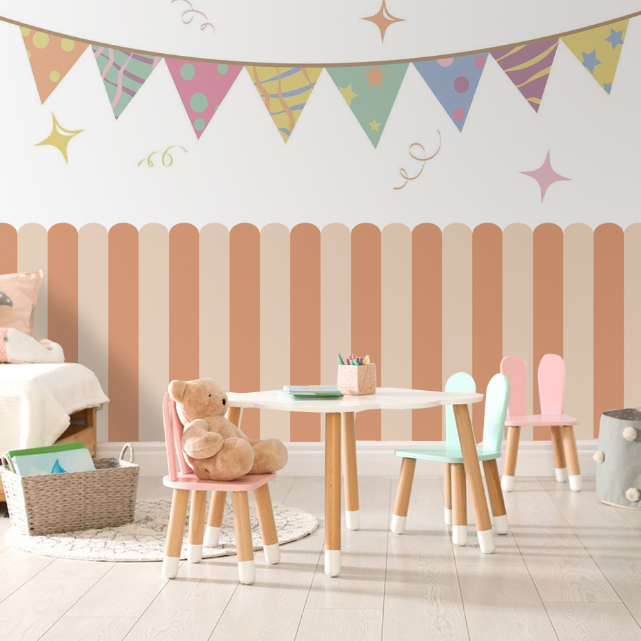 Papel tapiz de arco de rayas v - Wall Decal Nursery reseña y precio