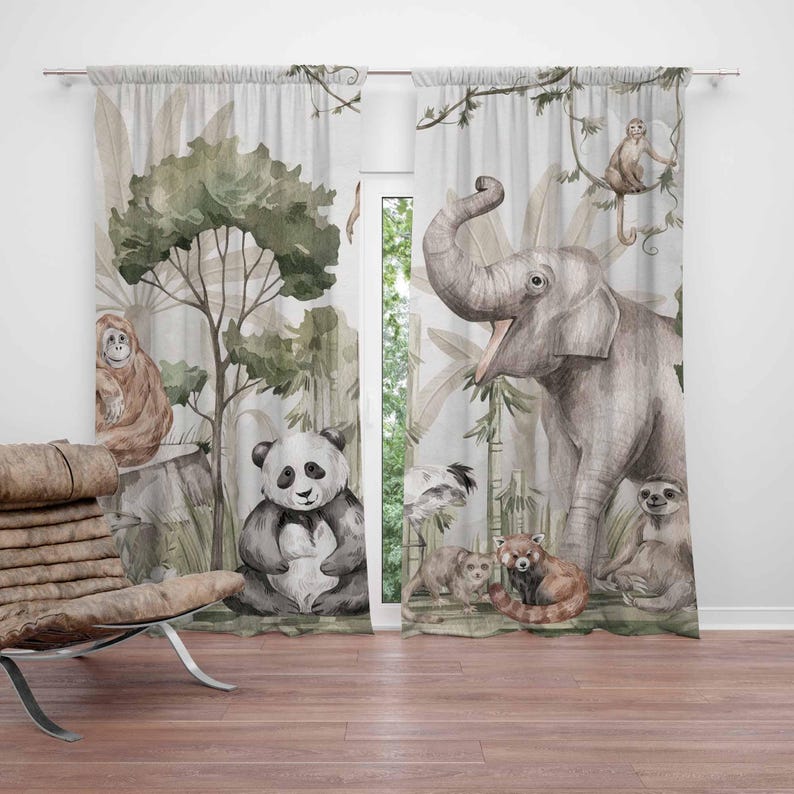 Cortinas de animales de Safari - Baby Nursery Youtube reseña y precio